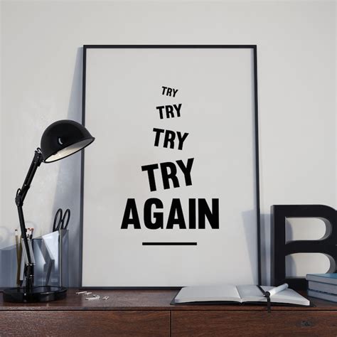 Try Try Try Again Motivational Poster Inspirational Print | Etsy