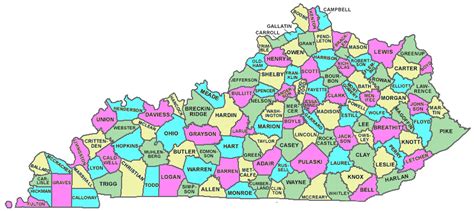 Kentucky Counties Map Printable