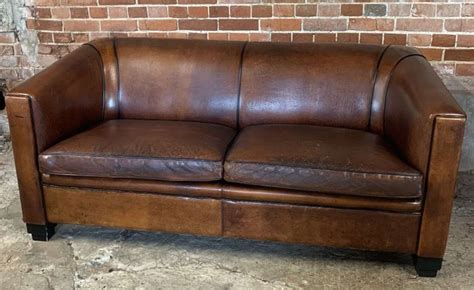 ART DECO STYLE LEATHER SOFA