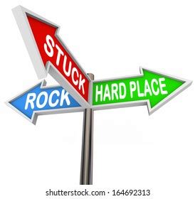 Stuck Between Rock Hard Place Arrow Stock Illustration 164692313 ...