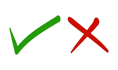 check mark and cross mark icon set. Tick symbol in green and red color ...