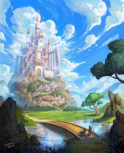 EnvironmentPractice CastleSkyHigh by sommimi on DeviantArt | Painting ...