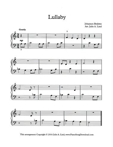 Brahms' Lullaby: free easy piano sheet music