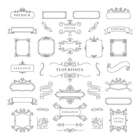 Free Vector | Collection of vintage ornament frame illustration