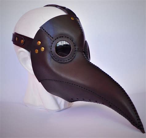 Handmade Leather Plague Doctor Mask in Brown Color