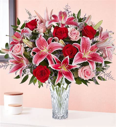 Dublin Crystal Vase Blushing Rose and Lily Bouquet ⋆ Judy's Village ...