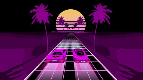 2560x1440 Two Sports Car Retrowave Art 1440P Resolution HD 4k ...