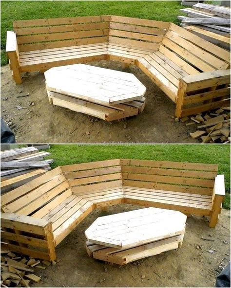 This six seaters wooden recycled garden bench plan with a unique design ...