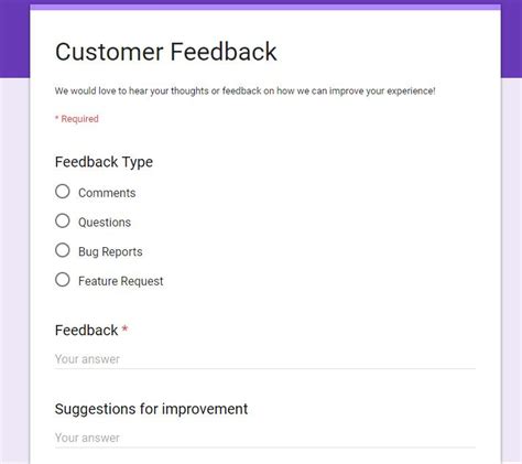 Customer Feedback Form with Google Forms. | Customer feedback, Google ...