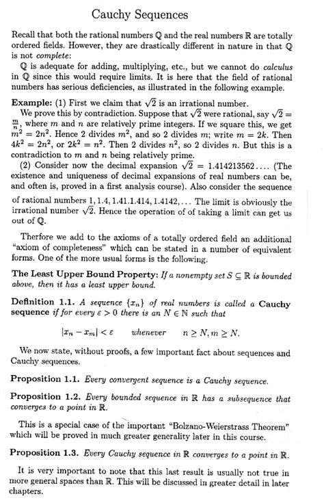 Cauchy Sequences - math questions, answers, theorems