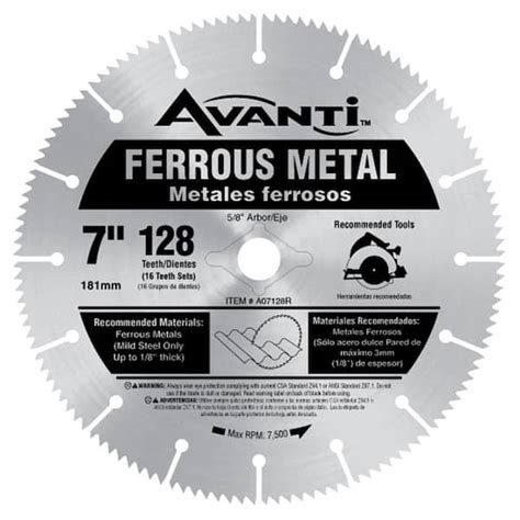 Avanti 7 in. x 128-Tooth Metal Cutting Circular Saw Blade A07128R - The ...