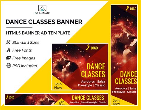 Dance Classes Banner Template | Online Dance School Ad | Banner Ads