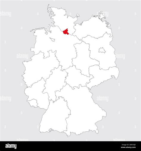 Hamburg province highlighted on germany map. Gray background. German ...