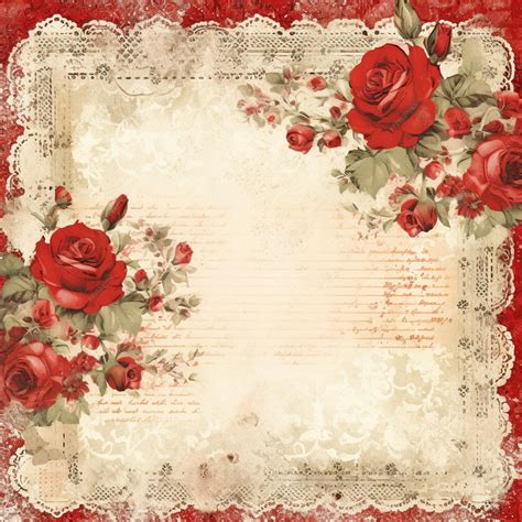 Premium Photo | There is a red rose border with a lace border and a red ...