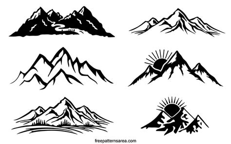 Mountain Silhouette Vector Art Designs - FreePatternsArea