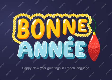 Premium Vector | Happy New Year greetings in French language in cartoon ...