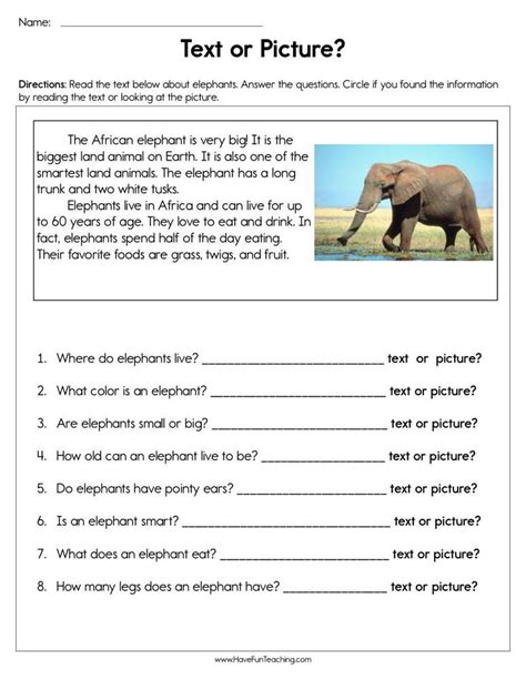 Text Features Worksheets