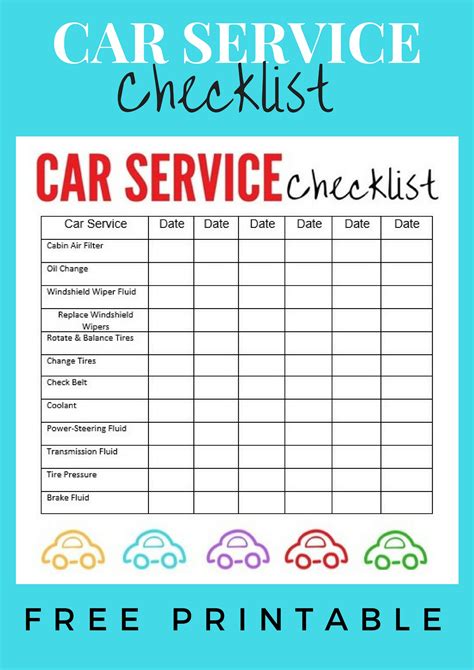 Printable Vehicle Maintenance Checklist Template - Printable Templates