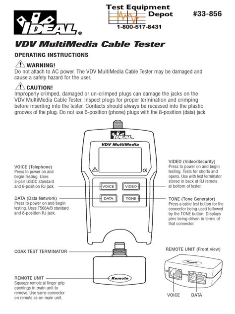 33-856 VDV Cable Tester Manual | Electrical Connector | Electronic ...