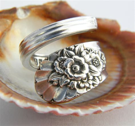 Antique Silver Spoon Ring Silverware Jewelry Jubilee 1953