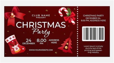 Free Vector | Realistic christmas party ticket template