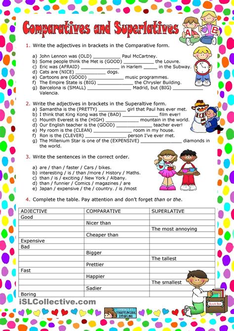 Comparatives and Superlatives | Comparative and superlative ...