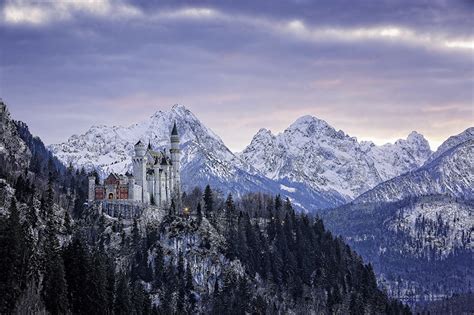 Fonds d'ecran Allemagne Château fort Hiver Montagnes Forêts ...