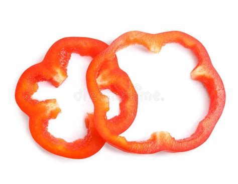 Slices of Red Bell Pepper Isolated on White Stock Image - Image of bell ...