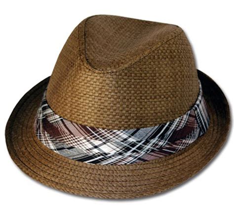 Mens Structured 100% Paper Straw Matching Plaid Band Fedora Hat ~ straw ...