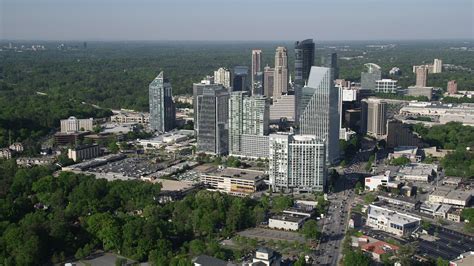 5K stock footage aerial video approaching skyscrapers and Terminus ...