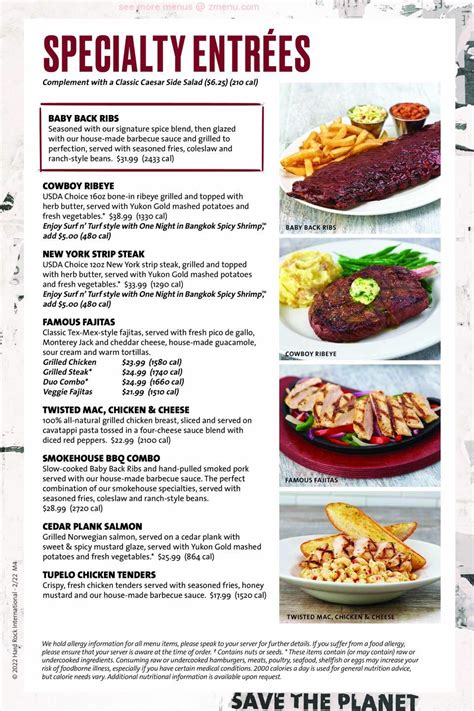 Online Menu of Hard Rock Cafe Restaurant, Honolulu, Hawaii, 96815 - Zmenu