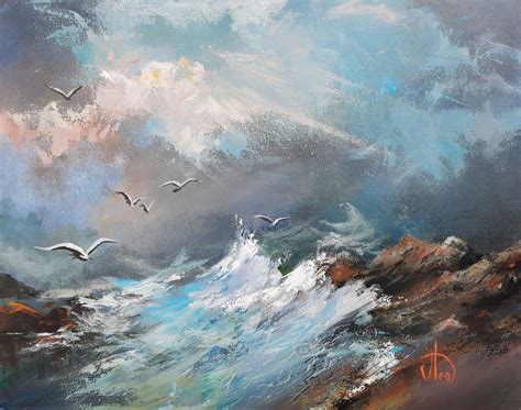 Storm on the sea Painting by Alexander Lednev