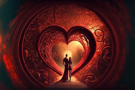 Premium Photo | A beautiful wallpaper of romantic couple near red heart