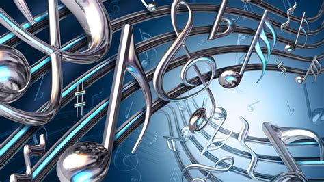 digital Art, Music, Musical Notes, Wavy Lines, 3D, Treble Clef, Blue ...