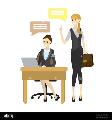 Top Manager And Worker vector illustration. Smiling Cartoon Character ...