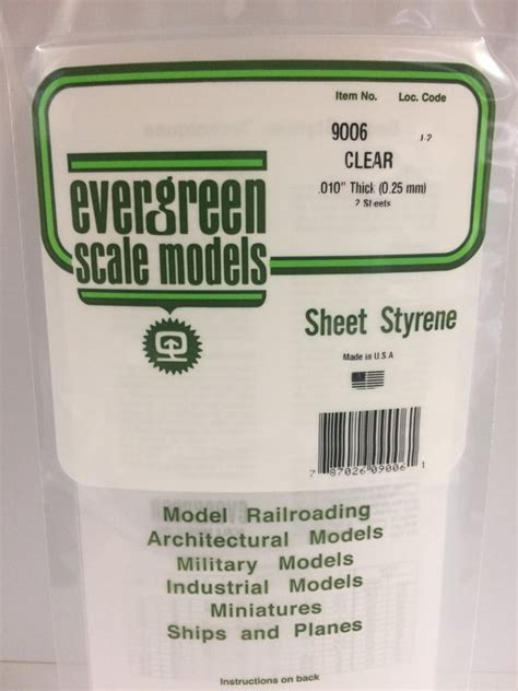 9006 - .010" CLEAR ORIENTED POLYSTYRENE SHEET - Evergreen Scale Models