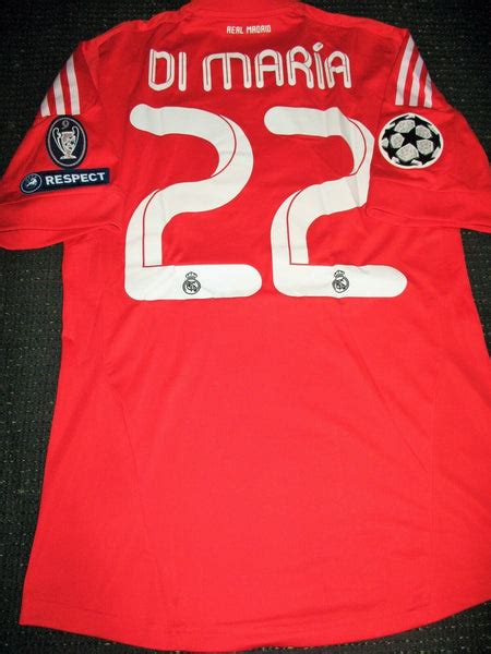 Di Maria Real Madrid MATCH WORN UEFA Red Jersey 2011 2012 Shirt Camise ...