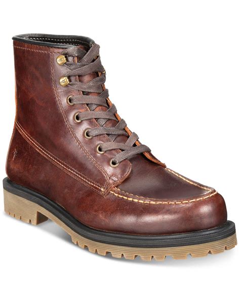 Frye Pine Lug Leather Work Boots, Created For Macy's in Brown for Men ...