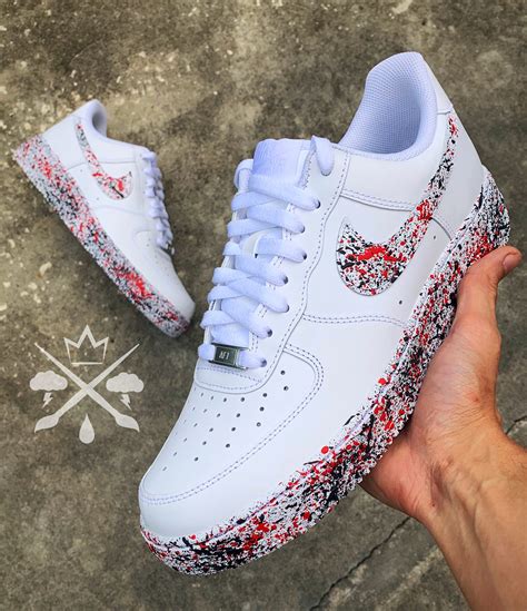 Splatter Air Force 1 | Nike Red Black Sneakers | Custom Air Force One ...