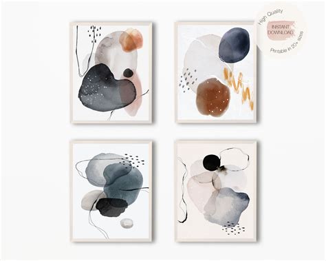 Set of 4 Geometric Abstract Art Prints, Large Wall Art,printable Wall ...