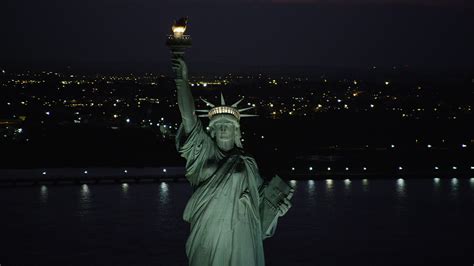 4K stock footage aerial video Flying by the Statue of Liberty, Liberty ...