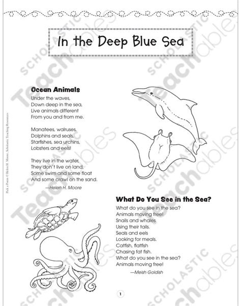 In the Deep Blue Sea: Pick a Poem | Printable Texts and Skills Sheets ...