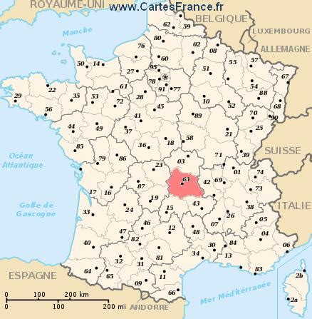 PUY-DE-DOME : map, cities and data of the departement of Puy-de-Dôme 63