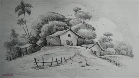 Pencil Drawings Of Landscapes | Landscape pencil drawings, Landscape ...