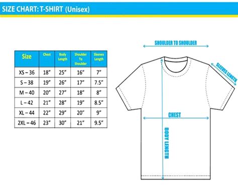 T Shirt Sizes