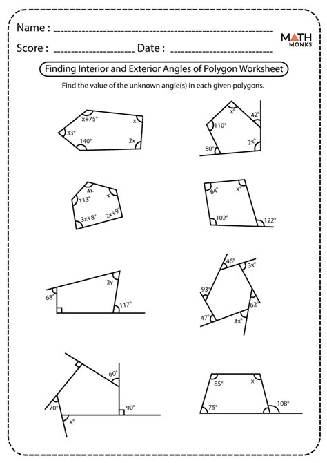 Interior And Exterior Angles Worksheet Pdf Answers | Review Home Decor