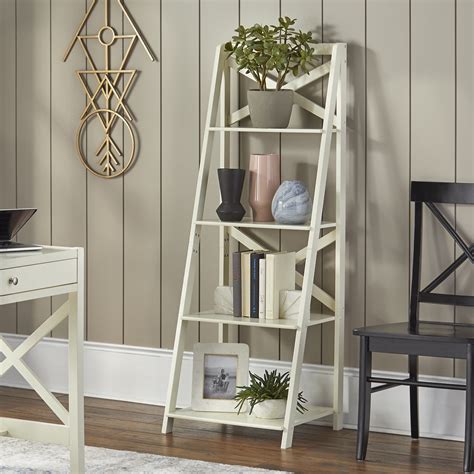 TMS x 4-Tier Shelf, Ladder Bookcase, White - Walmart.com