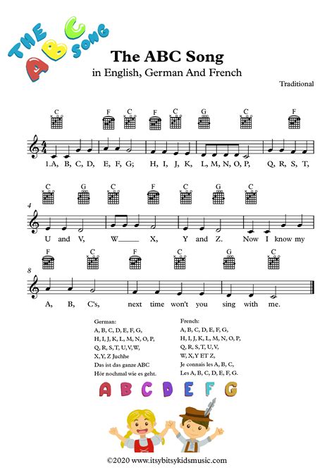 The ABC Song Sheet Music With Chords And Lyrics