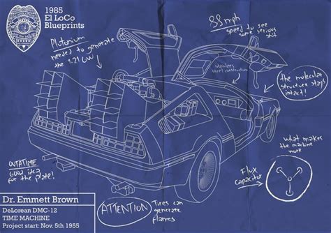 Back to the Future - DeLorean Blueprint | Time travel machine ...