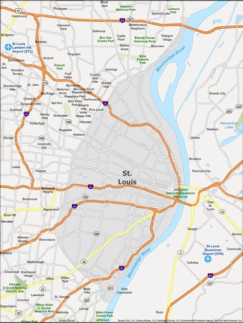 St. Louis Map, Missouri - GIS Geography